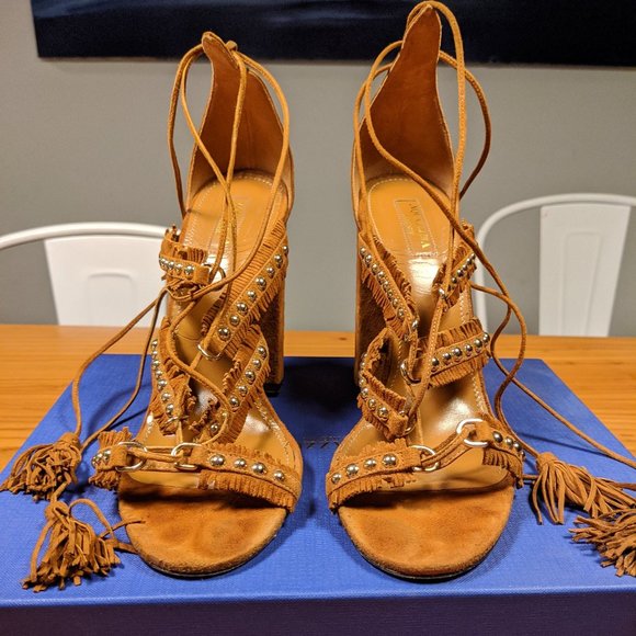 Aquazzura Shoes - Aquazzura Tulum Sandals - Cognac - Sz 40